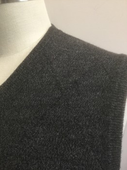 Mens, Sweater Vest, DOCKERS, Dk Gray, Black, Acrylic, Speckled, Diamonds, XL, Dark Gray with Black Specks, Self Diamond Texture, Knit, Pullover, V-neck