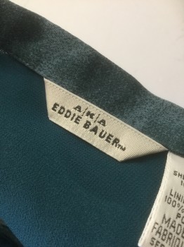 AKA EDDIE BAUER, Dk Blue, Slate Blue, Lavender Purple, Beige, Rayon, Floral, Chiffon Over Opaque Underlayer, Ankle Length, 3/4" Wide Self Waistband, Invisible Zipper at Side