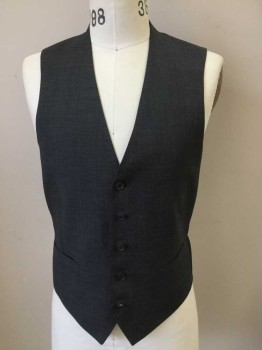 Mens, Suit, Vest, RALPH LAUREN, Gray, Black, Wool, Plaid, 38R, Single Breasted, 2 Buttons, Hand Picked Collar/Lapel, 3 Pockets, Double, See FC024113 - FC024115