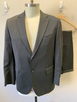 BANANA REPUBLIC, Gray, Wool, Solid, Single Breasted, Notched Lapel, 2 Buttons, 3 Pockets