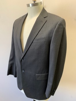 BANANA REPUBLIC, Gray, Wool, Solid, Single Breasted, Notched Lapel, 2 Buttons, 3 Pockets
