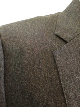 J CREW, Chocolate Brown, Wool, Solid, 2 Buttons,  Notched Lapel, 3 Pockets, 2 Flaps, Pick Stitched, Heathered,