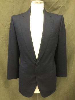 MTO/ FOX 33, Navy Blue, Wool, Herringbone, Single Breasted, Collar Attached, Notched Lapel, Hand Picked Collar/Lapel, 2 Buttons,  3 Pockets