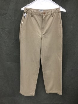 SUNDAY BEST, Khaki Brown, Cotton, Solid, Flat Front, Zip Fly, 4 Pockets, Belt Loops