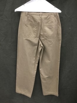SUNDAY BEST, Khaki Brown, Cotton, Solid, Flat Front, Zip Fly, 4 Pockets, Belt Loops