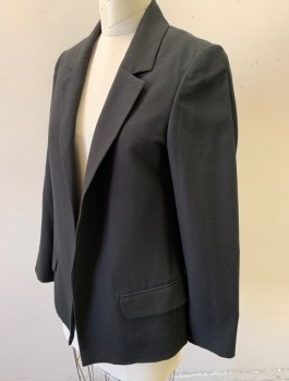 ALL SAINTS, Black, Viscose, Polyester, Solid, Notched Lapel, Open at Center Front with No Closures, 2 Pockets