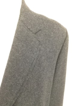 Mens, Coat, Overcoat, MTO, Charcoal Gray, Wool, Heathered, 48, Single Breasted, Collar Attached, Notched Lapel, 2 Pockets, Long Sleeves, * Hole Left Side Near Hem Front*