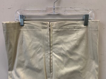 N/L MTO, Cream, Cotton, Solid, Twill, 2 Vertical Panels in Front Mimicking a Fall Front,  Zipper at Center Back, High Waist, Slim Leg, Stirrups and Zippers at Leg Openings, Made To Order **Slightly Dirty/Stained