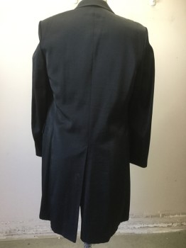 Mens, Coat, Overcoat, PAUOL SMITH, Black, Polyamide, Cotton, Solid, L, Collar Attached, Notched Lapel, Single Breasted, Button Front, 4 Pockets,