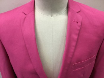 FERRECCI, Pink, Polyester, Viscose, Solid, 2 Buttons,  Notched Lapel, 3 Pockets,
