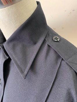 Womens, Fire/Police Shirt , ELBECO, Navy Blue, Polyester, Solid, B:34, Long Sleeves, Button Front, Collar Attached, 2 Pockets with Button Flap Closure, Epaulets at Shoulders