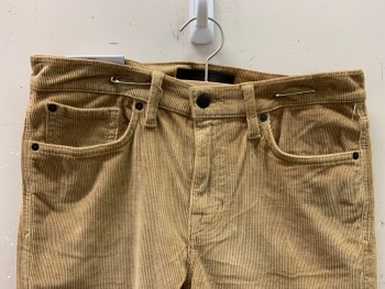 Mens, Casual Pants, Joes Jeans, Camel Brown, Cotton, Solid, 30/34, Corduroy Pants, F.F, Top Pockets, Zip Front, Belt Loops
