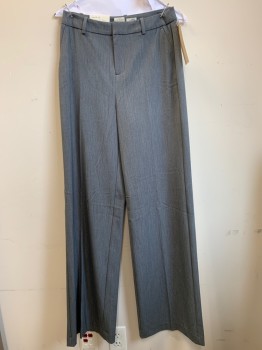 Womens, Slacks, A NEW DAY, Gray, Polyester, Cotton, Heathered, W27, 4L, F.F, Wide Leg, Zip Front, Belt Loops