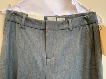 Womens, Slacks, A NEW DAY, Gray, Polyester, Cotton, Heathered, W27, 4L, F.F, Wide Leg, Zip Front, Belt Loops