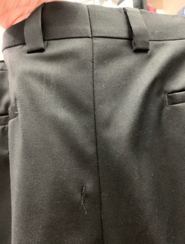 Mens, Slacks, JOSEPH ABBOUD, Black, Wool, Solid, 32, 32, Pleated Front, Button Tab, Belt Loops, 4 Pockets **Has a Small Hole in Back