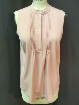 A NEW DAY, Mauve Pink, Polyester, Solid, Mauve Fabric Front & Jersey Back, Mauve Lace Collar Attached, Pleat & 5 Button Front Yoke, Sleeveless,
