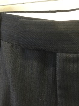 JHANE BARNES, Charcoal Gray, Black, Brown, Wool, Stripes - Vertical , Herringbone, Thin Charcoal/Black/Brown Vertical Stripes with Herringbone Texture, Flat Front, Tab Waist, Zip Fly, 4 Pockets