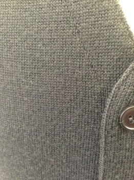 Mens, Sweater Vest, CARROLL & CO, Brown, Wool, Solid, XL, 46, V-neck, Cardigan, Slit Pockets