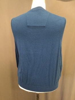 Mens, Sweater Vest, IZOD, Teal Blue, Wool, Acrylic, Solid, 2XL , V. Neck Sweater Vest in Dark Teal Blue