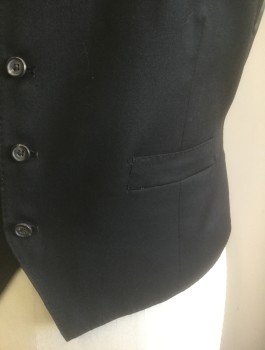 Mens, Suit, Vest, RALPH LAUREN, Black, Wool, Solid, 42, 5 Buttons, 2 Pockets, Belted Back