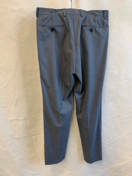 ALFANI, Heather Gray, Polyester, Rayon, Flat Front, Zip Fly, Button Tab Closure, 4 Pockets, Belt Loops