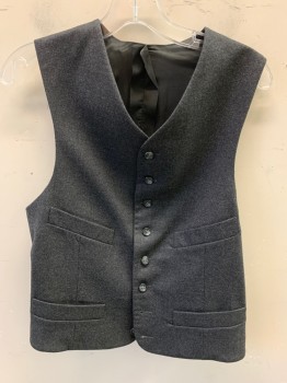 MTO, Charcoal Gray, Wool, Solid, 8  Buttons,  4 Pockets, Lining Back with Adjustable Buckle, No Lapel