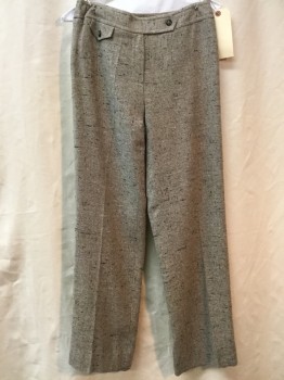 TALBOTS, Heather Gray, Black, Beige, Wool, Synthetic, Tweed, Flat Front, 1 Tiny Pocket