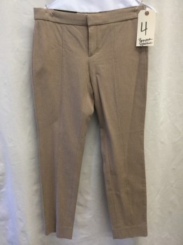 BANANA REPUBLIC, Camel Brown, Cotton, Rayon, Solid, Flat Front, Cropped, Center Leg Seam