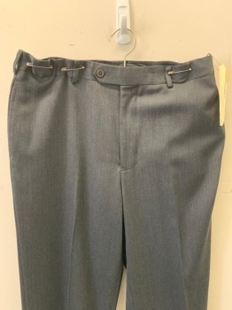BROOKS BROTHERS, Heather Gray, Polyester, Solid, Flat Front, Back Patch Pocket,