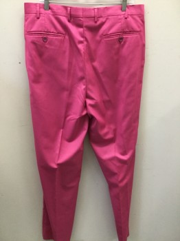 FERRECCI, Pink, Polyester, Viscose, Solid, Flat Front, 4 Pockets,