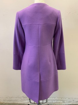 ORLA KIELY , Lavender Purple, Wool, Cotton, Single Breasted, Button Front, 4 Buttons, 2 Pockets, Navy Trim on Pockets