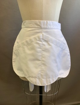 N/L, White, Poly/Cotton, Solid, Maid/Waitress Uniform, Reversible, Scallopped Hem, Inverted V Shaped Pockets/Compartments with 1 on Each Side, 1.5" Wide Waistband and Ties