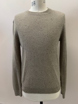 Mens, Pullover Sweater, APC, Beige, Wool, Solid, Heathered, M, CN,