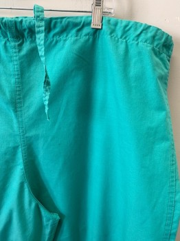 LANDAU, Ice Green, Polyester, Cotton, Solid, Bright Ice Green Solid, Drawstring Waistband, 1 Pocket on Back, 1 Pocket, Inside Left Pant Leg