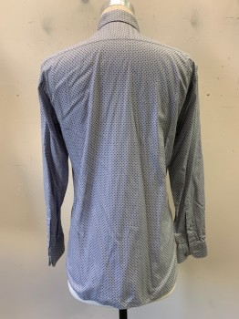 E. Zegna, Blue, White, Red Burgundy, Khaki Brown, Cotton, Squares, L/S, Button Front, Collar Attached,