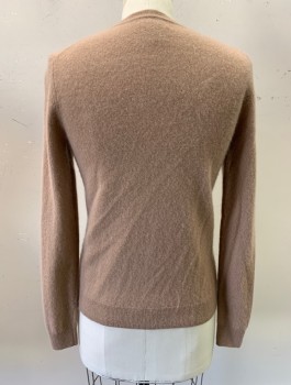 BLOOMINGDALES, Beige, Cashmere, Solid, Knit, L/S, Round Neck