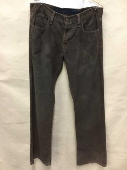 Mens, Casual Pants, Levi 527, Gray, Cotton, Solid, Mottled, 32, 30, Aged/Distressed,  Pinky Over-spray, Flat Front, 5 + Pockets, Belt Loops,