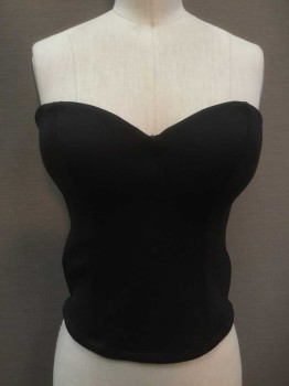 GUESS, Black, Spandex, Solid, Strapless Sweetheart, Center Front Seam, Zip Back