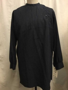 Black, Navy Blue, Cotton, Heathered, Stripes, Heathered Black with Navy & Gray Stripes, 4 Buttons On Left Side Of Chest, Long Sleeves, Barcode Located Behind Buttons on Left Shoulder
