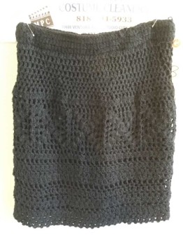 Womens, Skirt, Mini, PINS AND NEEDLES, Black, Acrylic, Diamonds, 23, SKIRT:  Black Crochet W/black Lining, 1" Black Elastic Waistband,