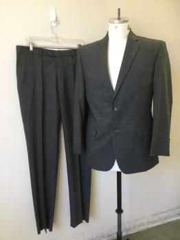 Mens, Suit, Jacket, JOS A BANKS, Gray, Wool, Spandex, Heathered, 42R, Stretchy Wool, 2 Button Single Breasted, , 1 Welt Pocket, 2 Pockets with Flaps