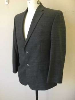 Mens, Suit, Jacket, JOS A BANKS, Gray, Wool, Spandex, Heathered, 42R, Stretchy Wool, 2 Button Single Breasted, , 1 Welt Pocket, 2 Pockets with Flaps