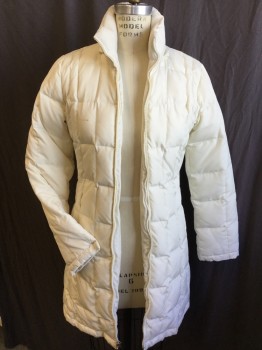 KENNETH COLE REACTN, Cream, Polyester, Solid, Rectangle/square Puffy Quilt, Collar Attached, No Hood, Zip Front, 2 Pockets with Zipper, Long Sleeves, 3/4 Length,  Cream Lining