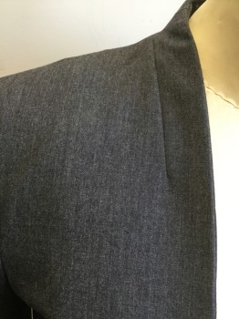 Womens, Suit, Jacket, H&M, Medium Gray, Polyester, Viscose, Heathered, 4, Open Angled Front, No Collar, 2 Welt Pockets