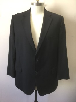 S. COHEN/MALIBU, Black, Wool, Solid, Single Breasted, Notched Lapel, 2 Buttons, 3 Pockets, Solid Black Lining