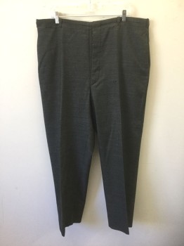N/L MTO, Charcoal Gray, White, Wool, Stripes - Horizontal , Stripes - Pin, Charcoal with White Horizontal Pinstripes, Flat Front, Belt Loops, Button Fly, 4 Pockets, Suspender Buttons at Inside Waistband,  Made To Order Reproduction, **Holey/Patched Holes Throughout