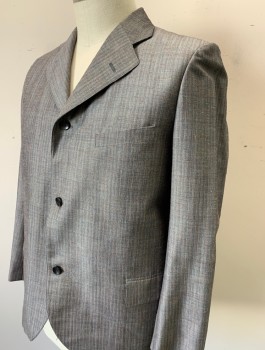 SIAM COSTUMES , Gray, Slate Blue, Multi-color, Wool, Stripes - Vertical , Speckled, Gray Stripes with Colored Specks/Slubs, Single Breasted, Notched Lapel, 3 Buttons, 3 Pockets, Made To Order