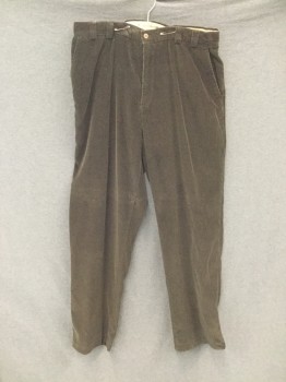 Mens, Casual Pants, TOMMY BAHAMAS, Dk Brown, Cotton, Solid, 36/35, Corduroy, Zip Fly, 4 Pockets, Belt Loops