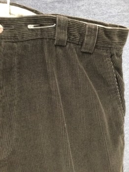 Mens, Casual Pants, TOMMY BAHAMAS, Dk Brown, Cotton, Solid, 36/35, Corduroy, Zip Fly, 4 Pockets, Belt Loops