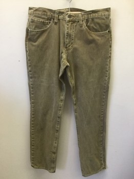 Mens, Casual Pants, LEVI'S, Lt Brown, Cotton, Elastane, Solid, 34/32, Corduroy, Flat Front, Zip Fly, Jean Style 5 Pockets, Belt Loops
